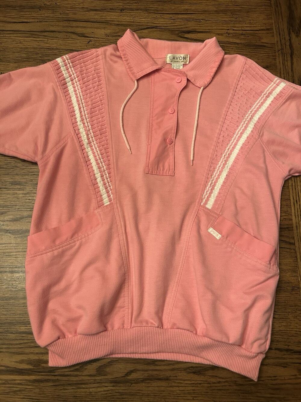 Vintage Lavon Quarter Zip Pullover Sweatshirt Large Pink